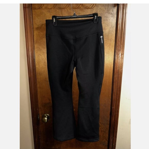 Adidas Women's Hyperglam Flared Rib Pants ~ Black ~ High Rise ~ SZ L - Picture 8 of 10